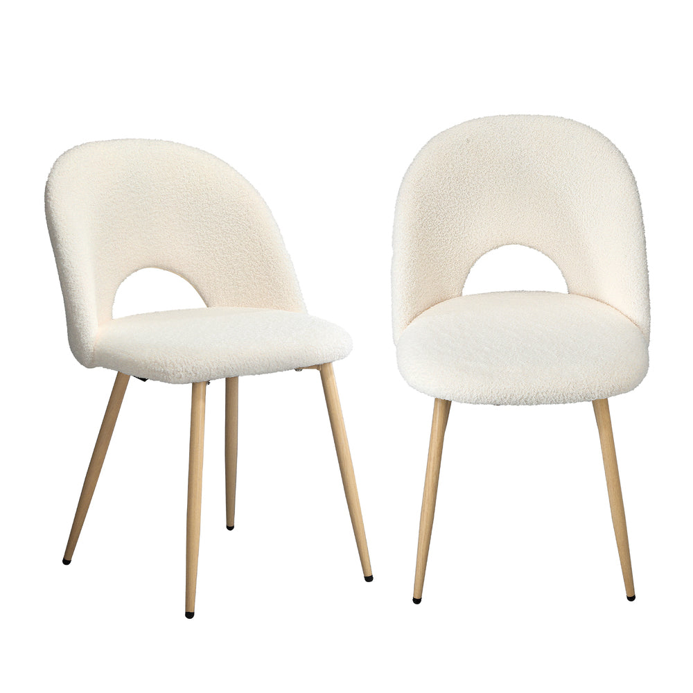 Set of Two Teddy Lilo Boucle Fabric Dining Chairs | Premium Boucle Fabric Dining Chair Set