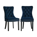 Set of Two Amelia Velet Soft Tufted Dining Chairs | French Provincial Plush Dining Chair Set