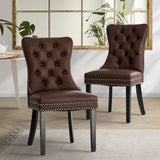 Set of Two Amelia Velet Soft Tufted Dining Chairs | French Provincial Plush Dining Chair Set