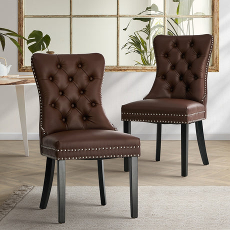 Set of Two Amelia Velet Soft Tufted Dining Chairs | French Provincial Plush Dining Chair Set