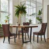 Set of Two Amelia Velet Soft Tufted Dining Chairs | French Provincial Plush Dining Chair Set