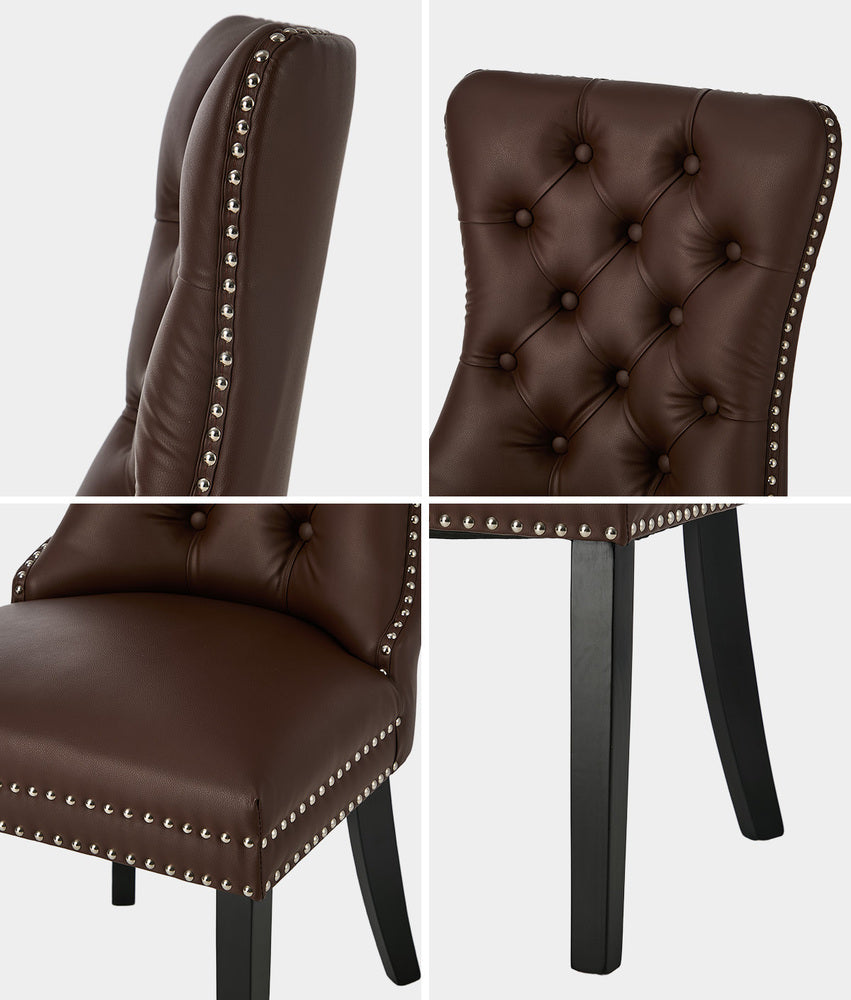 Set of Two Amelia Velet Soft Tufted Dining Chairs | French Provincial Plush Dining Chair Set