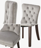 Set of Two Amelia Velet Soft Tufted Dining Chairs | French Provincial Plush Dining Chair Set