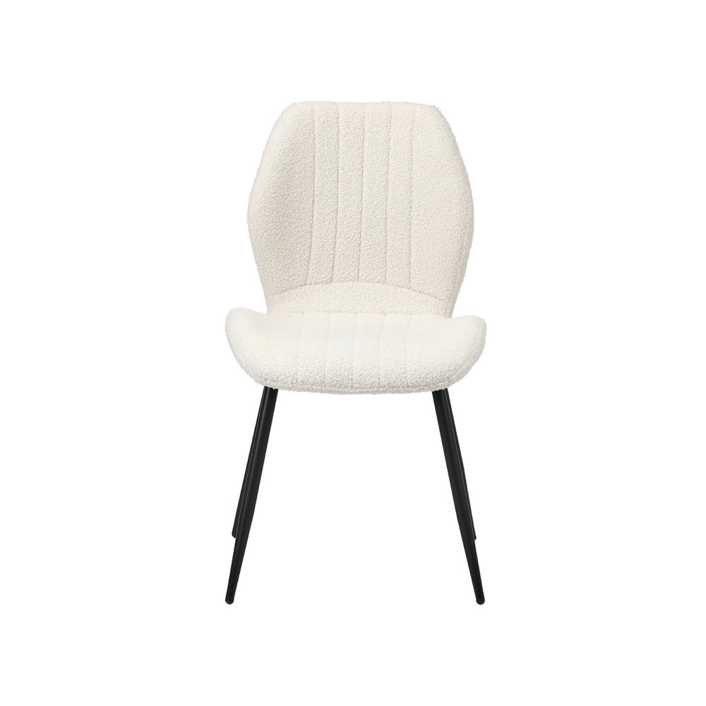Set of Two Sierra Boucle Fabric Dining Chairs | Premium White Boucle Fabric Dining Chair Set