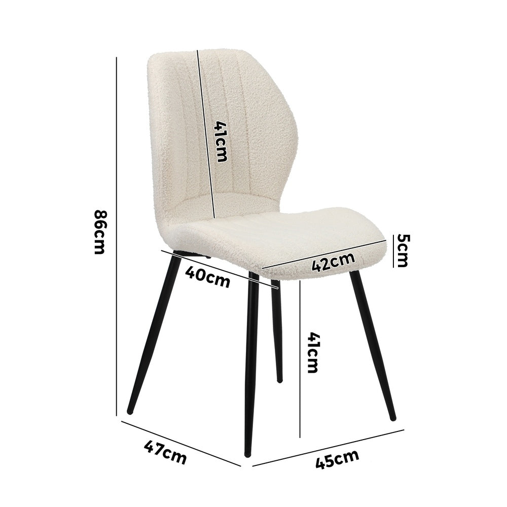 Set of Two Sierra Boucle Fabric Dining Chairs | Premium White Boucle Fabric Dining Chair Set