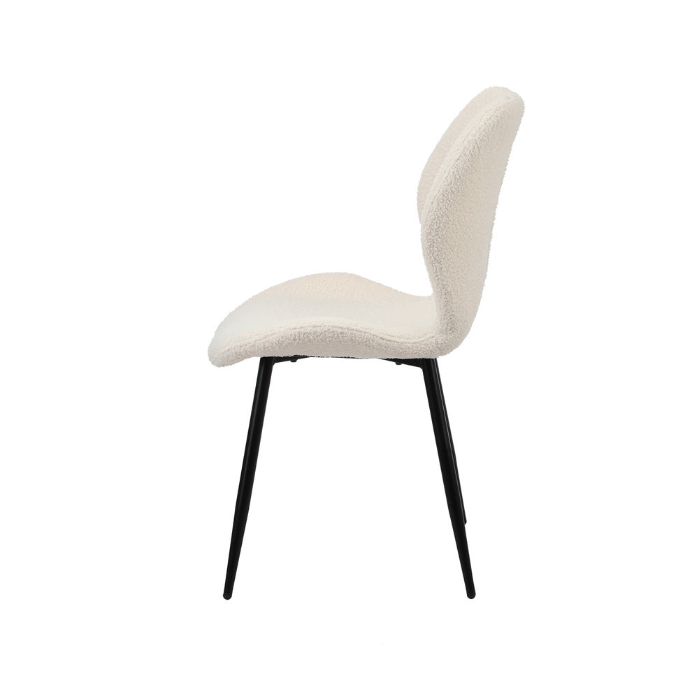 Set of Two Sierra Boucle Fabric Dining Chairs | Premium White Boucle Fabric Dining Chair Set