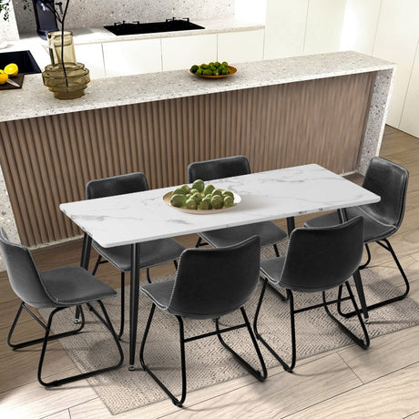 Set of 2 Sorrento PU Leather Soft Padded Dining Room Chairs | Slim PU Leather Modern Dining Chairs Set