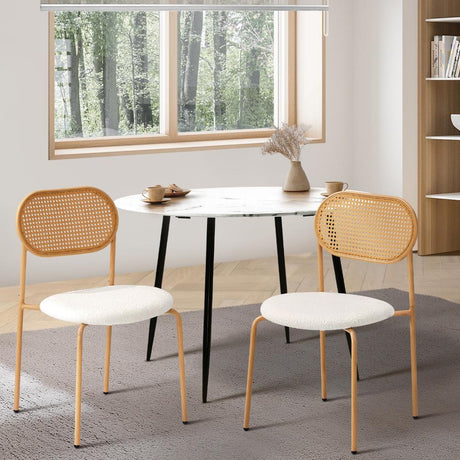Set of Two Rearo Vintage Wooden Rattan Dining Chairs | Stylish Retro Wooden Kitchen Dining Chairs