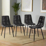 Set of Four Milano Premium PU Leather Dining Chairs | Plush Durable Padded Dining Chairs