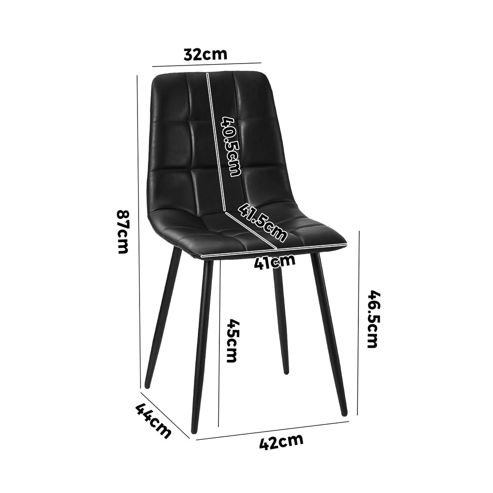 Set of Four Milano Premium PU Leather Dining Chairs | Plush Durable Padded Dining Chairs