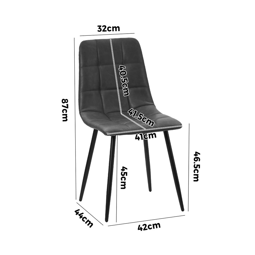 Set of Four Milano Premium PU Leather Dining Chairs | Plush Durable Padded Dining Chairs