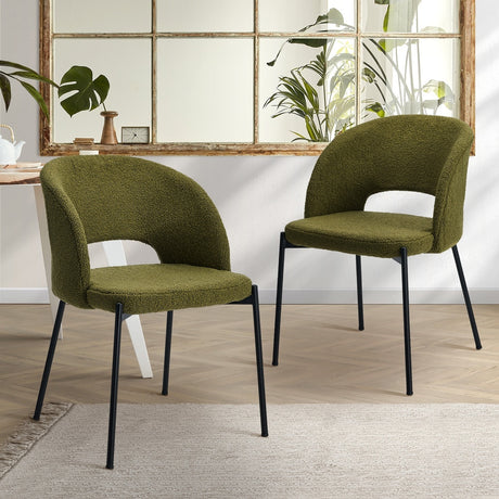 Set of Two Teddy Millie Boucle Fabric Dining Chairs | Premium Boucle or Fabric Dining Chair Set