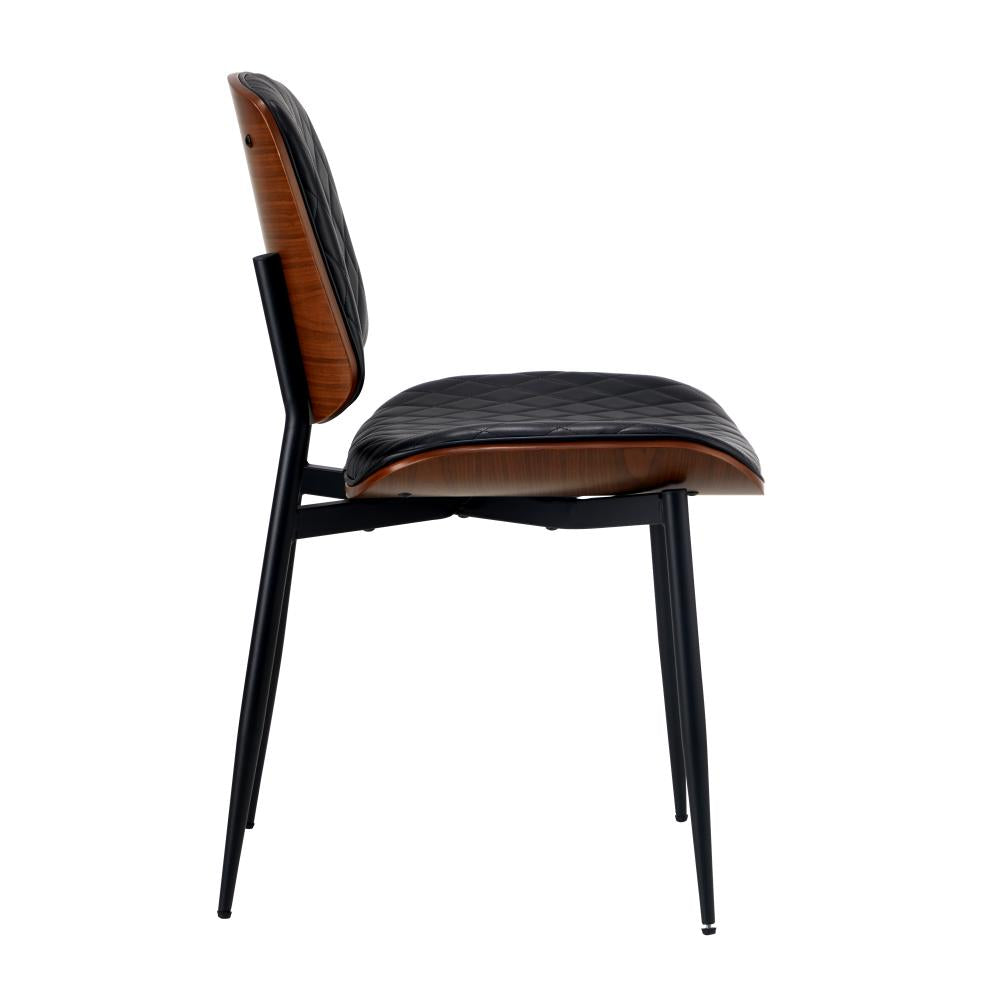 Set of Two Miami Eamos PU Leather Metal Dining Chairs | Retro Metal Wood PU Leather Dining Chair Set
