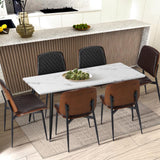 5 or 7 Piece Miami Eamos 120cm Marble Table Dining Set | Retro Metal Wood Dining Table Set