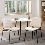 Set of Two Miami Eamos PU Leather Metal Dining Chairs | Retro Metal Wood PU Leather Dining Chair Set
