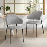 Set of Two Sierra Luxe Winged Boucle Fabric Dining Chairs | Premium Boucle or Fabric Dining Chair Set
