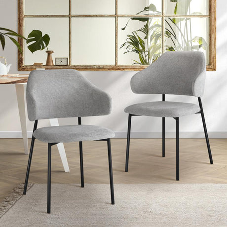 Set of Two Sierra Luxe Winged Boucle Fabric Dining Chairs | Premium Boucle or Fabric Dining Chair Set