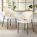 Set of Two Sierra Luxe Winged Boucle Fabric Dining Chairs | Premium Boucle or Fabric Dining Chair Set