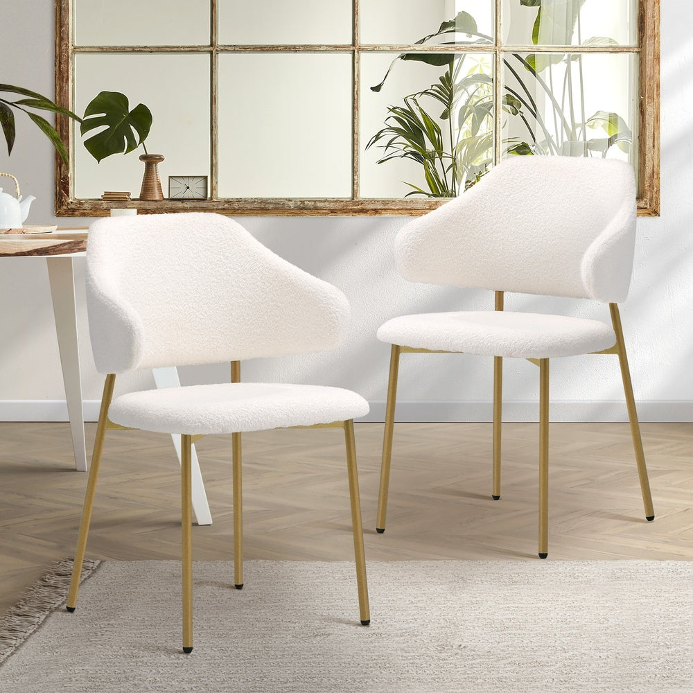 Set of Two Sierra Luxe Winged Boucle Fabric Dining Chairs | Premium Boucle or Fabric Dining Chair Set