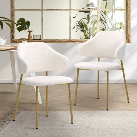 Set of Two Sierra Luxe Winged Boucle Fabric Dining Chairs | Premium Boucle or Fabric Dining Chair Set