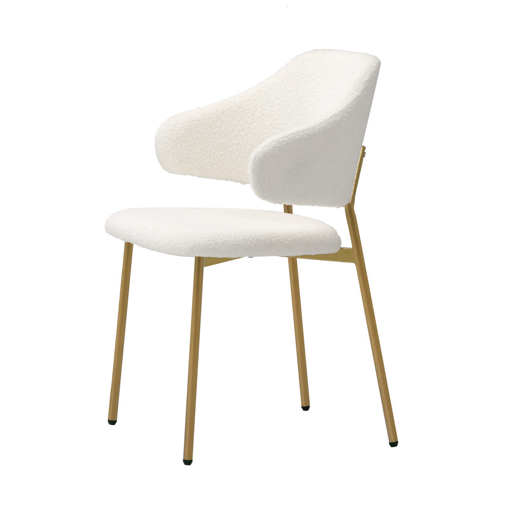 Set of Two Sierra Luxe Winged Boucle Fabric Dining Chairs | Premium Boucle or Fabric Dining Chair Set