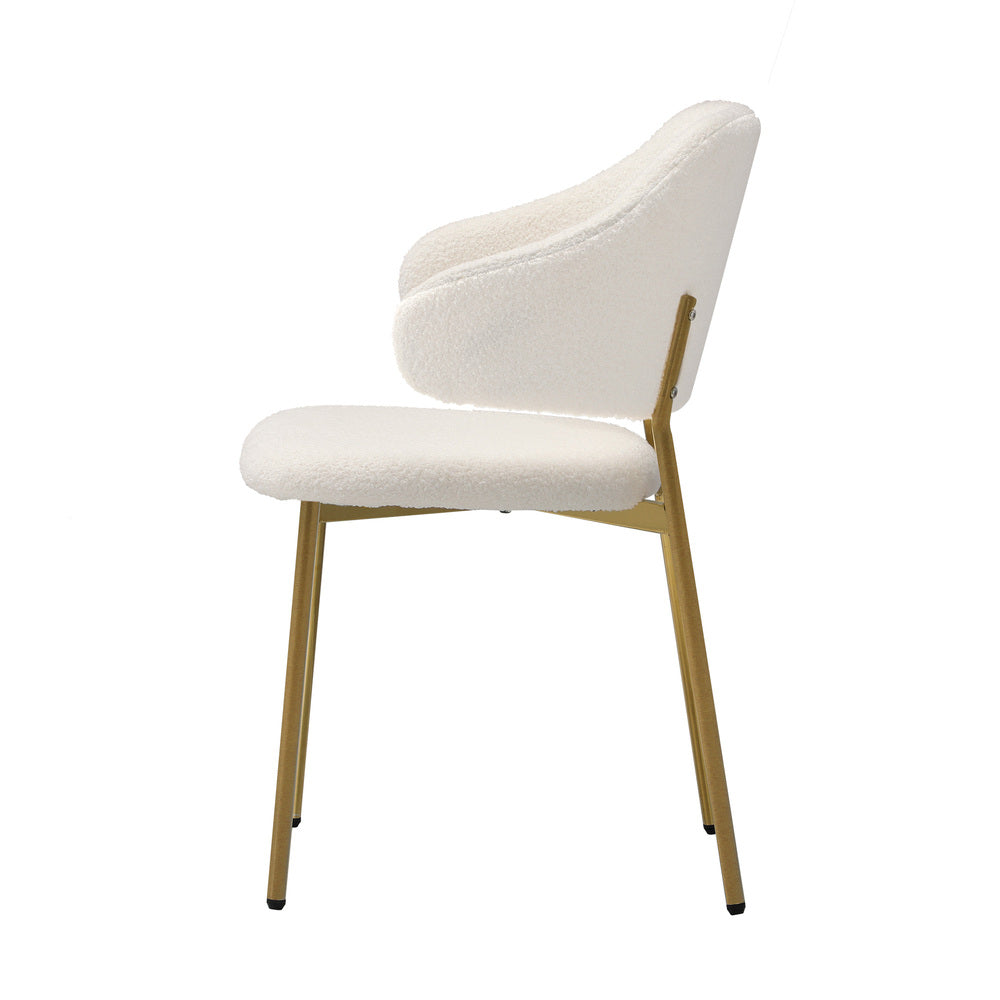 Set of Two Sierra Luxe Winged Boucle Fabric Dining Chairs | Premium Boucle or Fabric Dining Chair Set