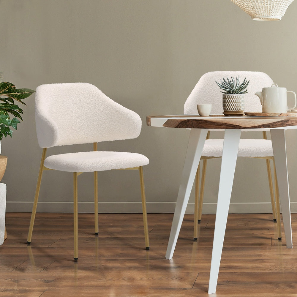 Set of Two Sierra Luxe Winged Boucle Fabric Dining Chairs | Premium Boucle or Fabric Dining Chair Set