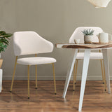 Set of Two Sierra Luxe Winged Boucle Fabric Dining Chairs | Premium Boucle or Fabric Dining Chair Set