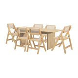 Amolfo Premium 180cm Dining Table and Rattan Chairs Set | 5-7 Seater Modern Dining Table Set with Foldable Chairs