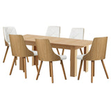 Palermo 160-200cm Extendable Dining Table Set | 7 Piece Premium Dining Table and White Padded Chairs Package