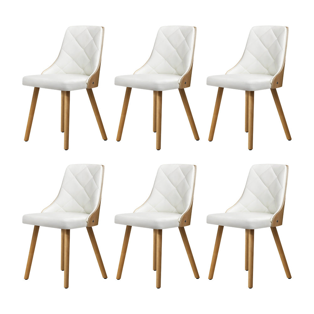 Palermo 160-200cm Extendable Dining Table Set | 7 Piece Premium Dining Table and White Padded Chairs Package