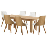 Palermo 160-200cm Extendable Dining Table Set | 7 Piece Premium Dining Table and White Padded Chairs Package