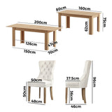 Venezia Luxe 160-200cm Extendable Dining Table Set | 7 Seater Dining Table and Velet Beige Dining Chairs