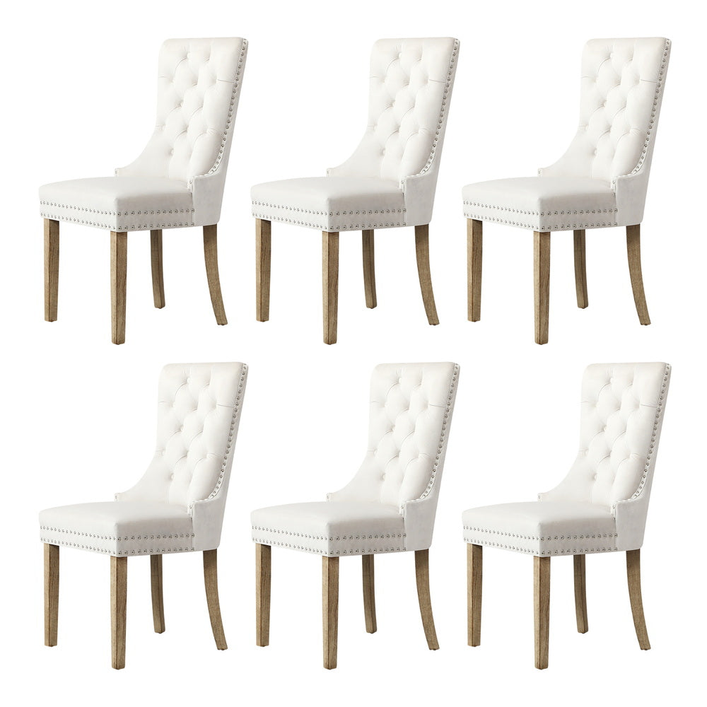 Venezia Luxe 160-200cm Extendable Dining Table Set | 7 Seater Dining Table and Velet Beige Dining Chairs