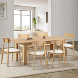 Rialto 160-200cm Extendable Dining Table Set | 7 Piece Two Tone Dining Table and White Padded Chairs Package