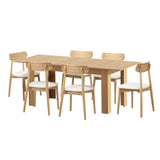 Rialto 160-200cm Extendable Dining Table Set | 7 Piece Two Tone Dining Table and White Padded Chairs Package