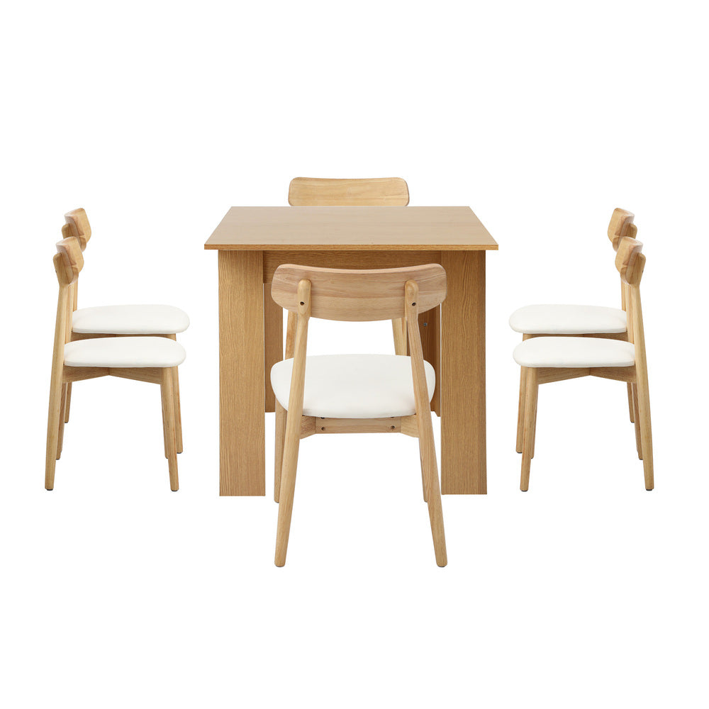 Rialto 160-200cm Extendable Dining Table Set | 7 Piece Two Tone Dining Table and White Padded Chairs Package