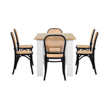 Rialto Vintage Extendable Dining Table Set | 5-7 Seater Premium Dining Table and Wooden Rattan Chairs Set