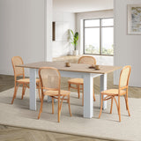 Rialto Vintage Extendable Dining Table Set | 5-7 Seater Premium Dining Table and Wooden Rattan Chairs Set