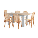 Rialto Vintage Extendable Dining Table Set | 5-7 Seater Premium Dining Table and Wooden Rattan Chairs Set