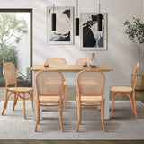 Rialto Vintage Extendable Dining Table Set | 5-7 Seater Premium Dining Table and Wooden Rattan Chairs Set