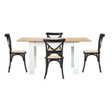 Bianco Nuovo Extendable Dining Table Set | 5-7 Seater Premium Modern Dining Table and Retro Crossback Chairs