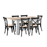 Bianco Nuovo Extendable Dining Table Set | 5-7 Seater Premium Modern Dining Table and Retro Crossback Chairs
