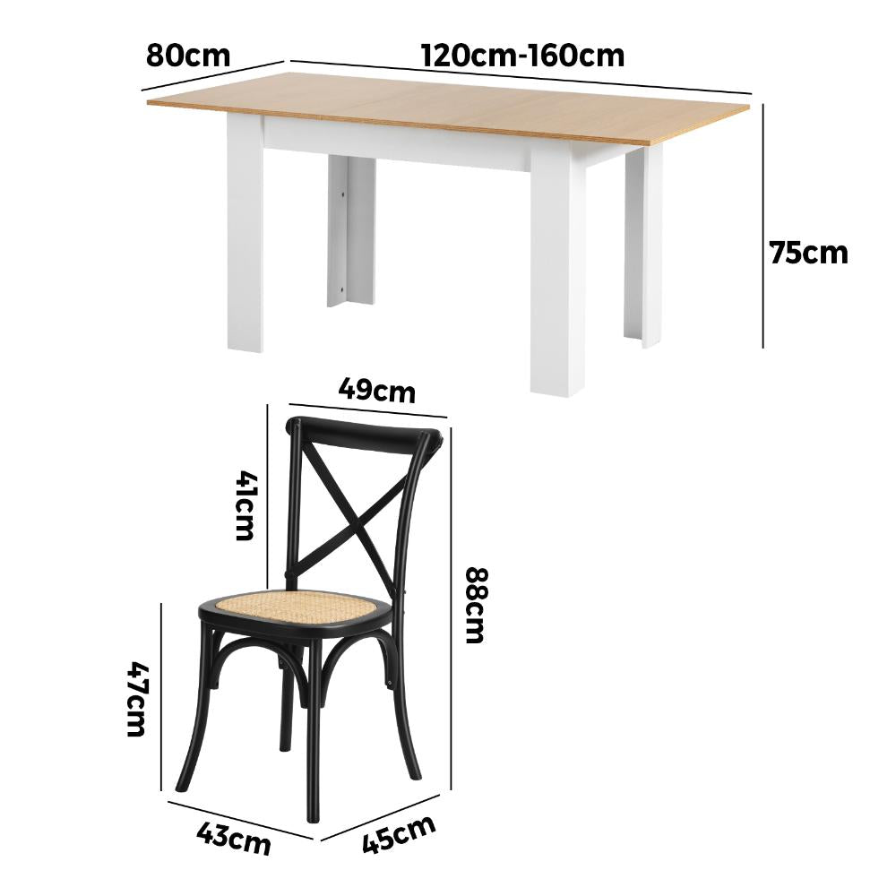 Bianco Nuovo Extendable Dining Table Set | 5-7 Seater Premium Modern Dining Table and Retro Crossback Chairs