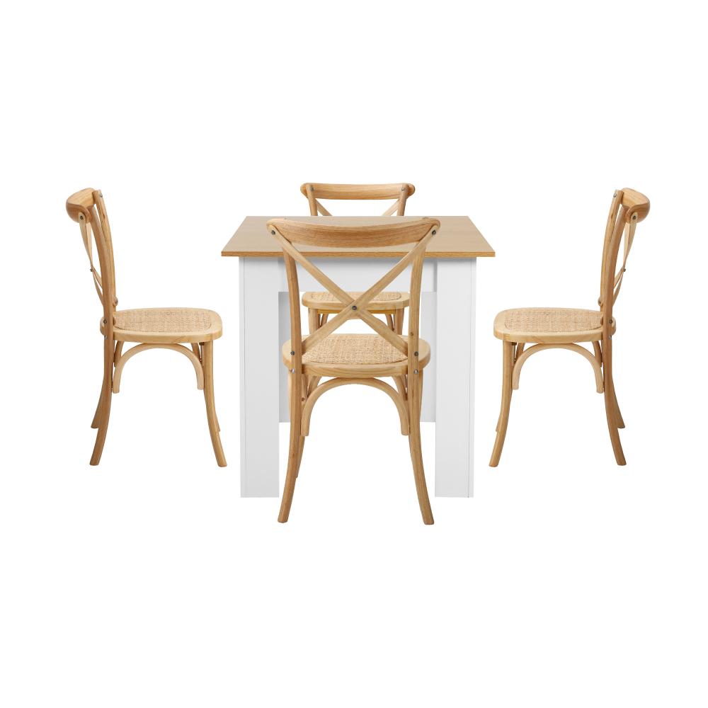 Bianco Nuovo Extendable Dining Table Set | 5-7 Seater Premium Modern Dining Table and Retro Crossback Chairs