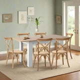 Bianco Nuovo Extendable Dining Table Set | 5-7 Seater Premium Modern Dining Table and Retro Crossback Chairs