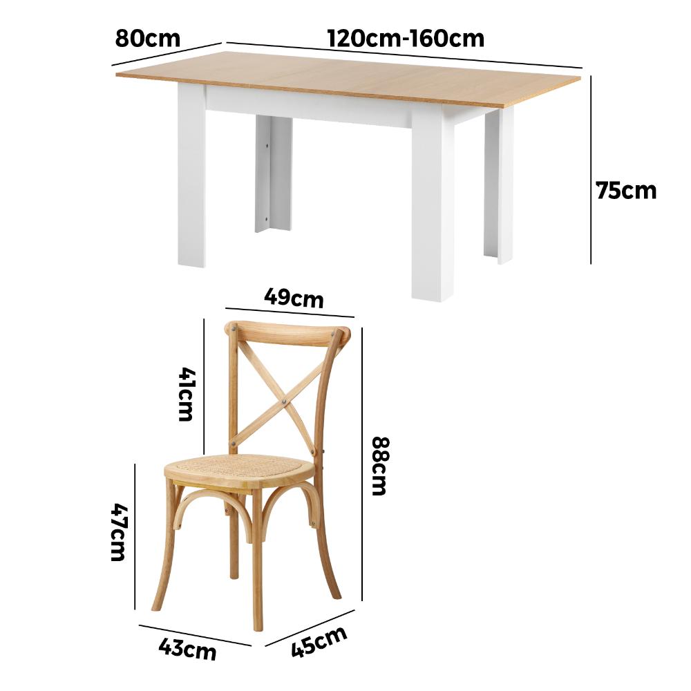 Bianco Nuovo Extendable Dining Table Set | 5-7 Seater Premium Modern Dining Table and Retro Crossback Chairs