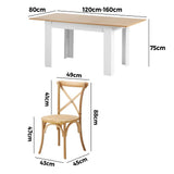 Bianco Nuovo Extendable Dining Table Set | 5-7 Seater Premium Modern Dining Table and Retro Crossback Chairs