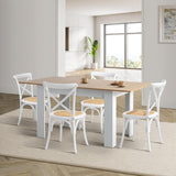 Bianco Nuovo Extendable Dining Table Set | 5-7 Seater Premium Modern Dining Table and Retro Crossback Chairs