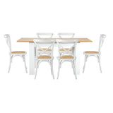 Bianco Nuovo Extendable Dining Table Set | 5-7 Seater Premium Modern Dining Table and Retro Crossback Chairs